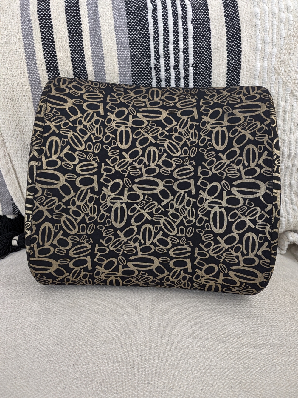 Stylish Black & Tan Patterned Lumbar Pillow - Bebe